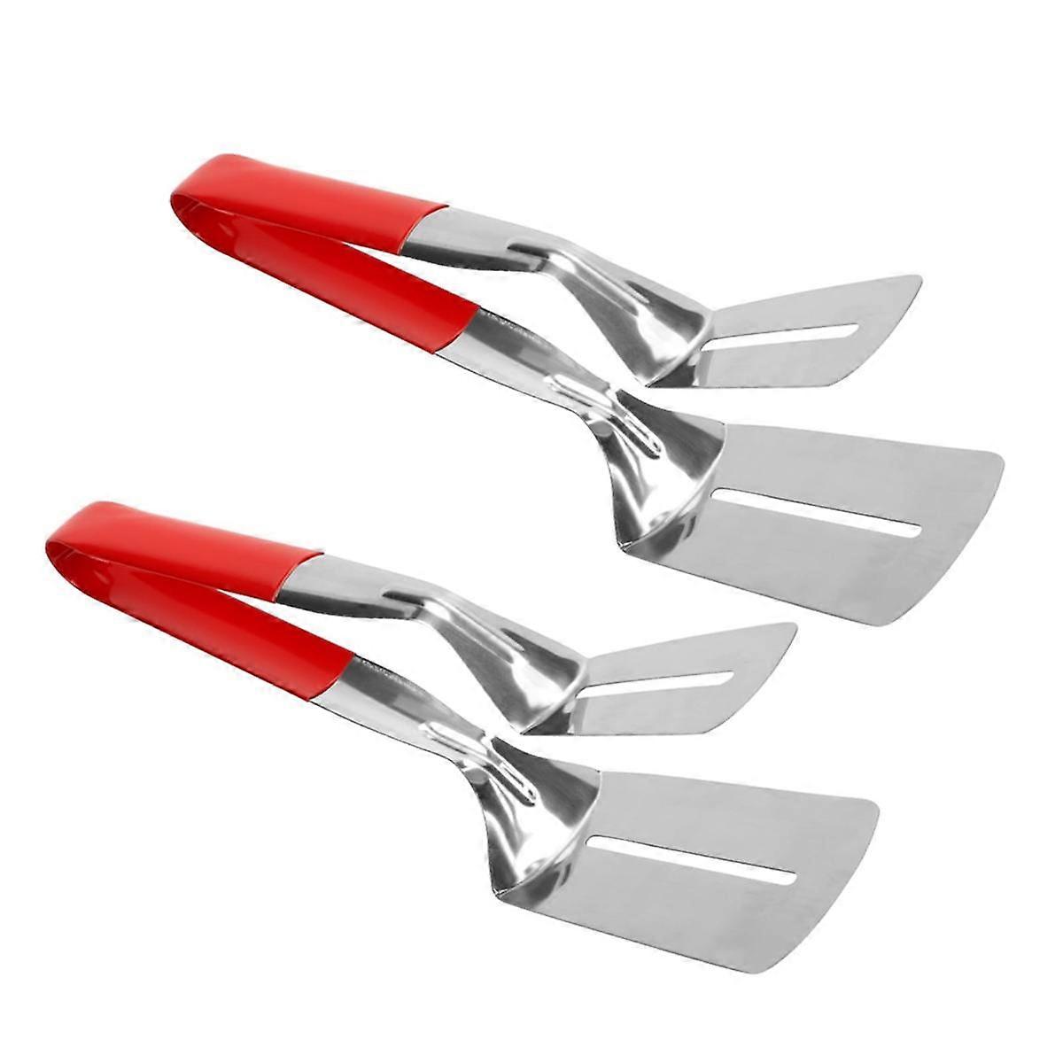 2Pcs Anti-Scald Extended Handle Spatula Tongs, Multifunctional Stainless Steel Grill Clamp Accurate