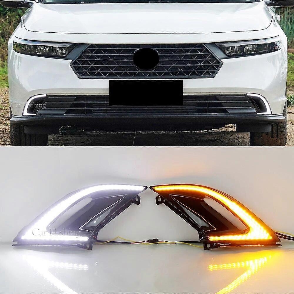 For Honda Accord 2023 LED Daytime Running Light with Yellow Turn Signal Indicator Light Bumper DRL Fog Lamp