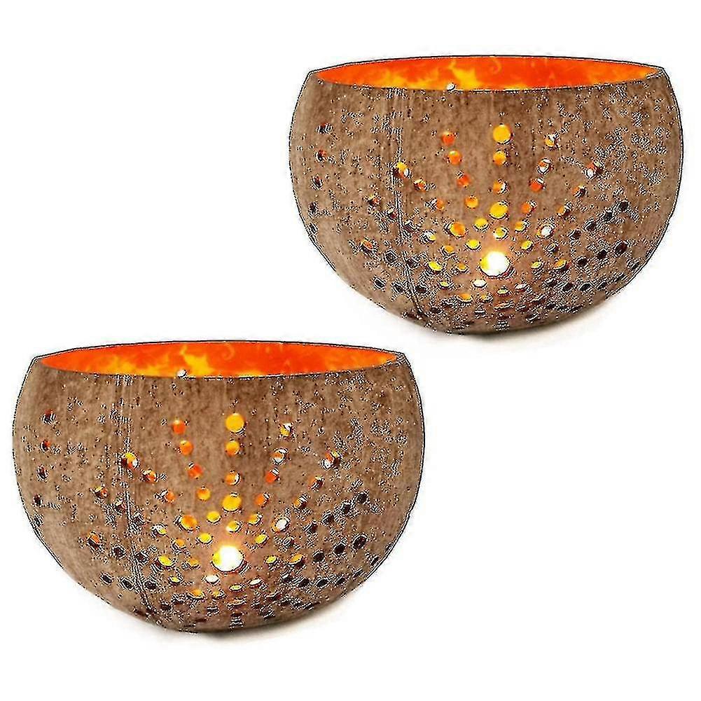 Coconut Shell Candle Holder Compatible With Tealight Small Pillar Rustic Candle
