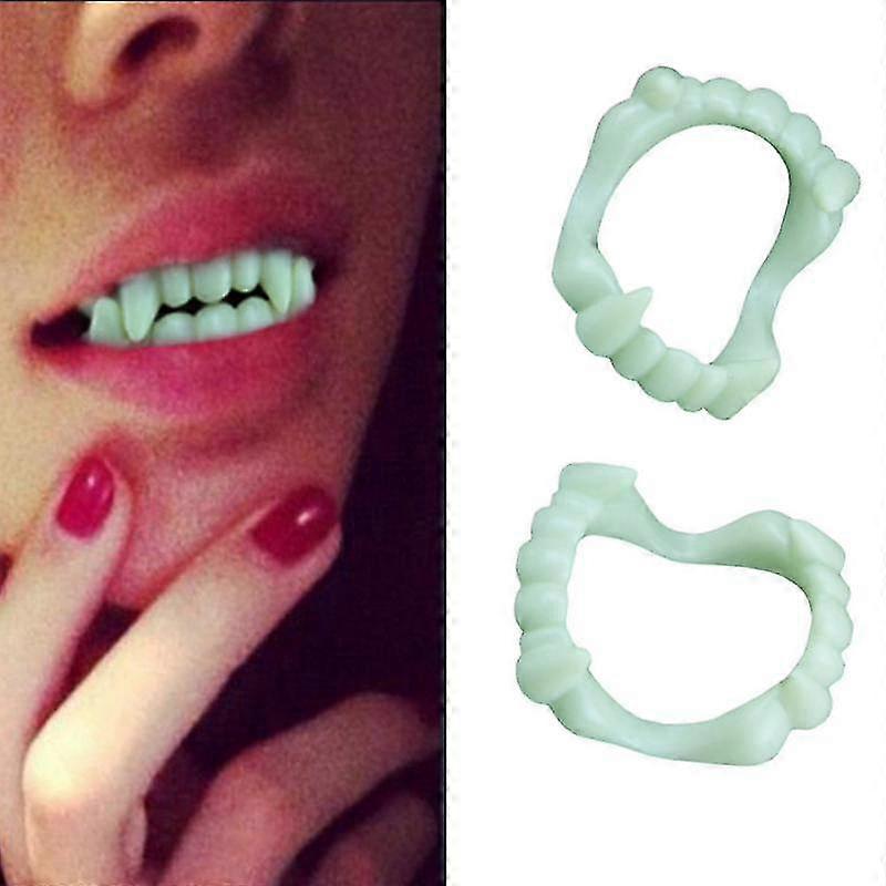 1 Pack Of Vampire Dentures Non-toxic Plastic Luminous In The Dark Gag Horror Toys