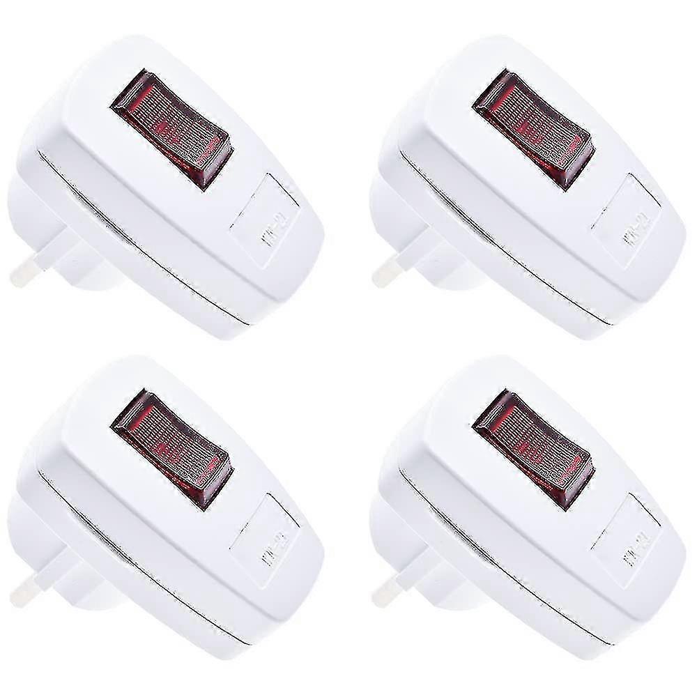 Set Of 4 Plugs Male Plug Male Plug Electrical Socket Socket With Switch Ip20 With Switch 250 V (16 A) - White Auspicious