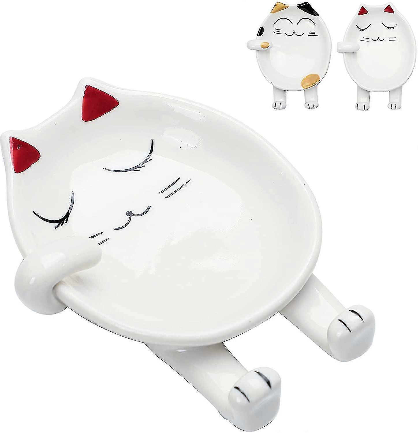 Spoon Rest, Ceramic Cute Red Coffee Cat Spoon Rest, Spoon Holder,red