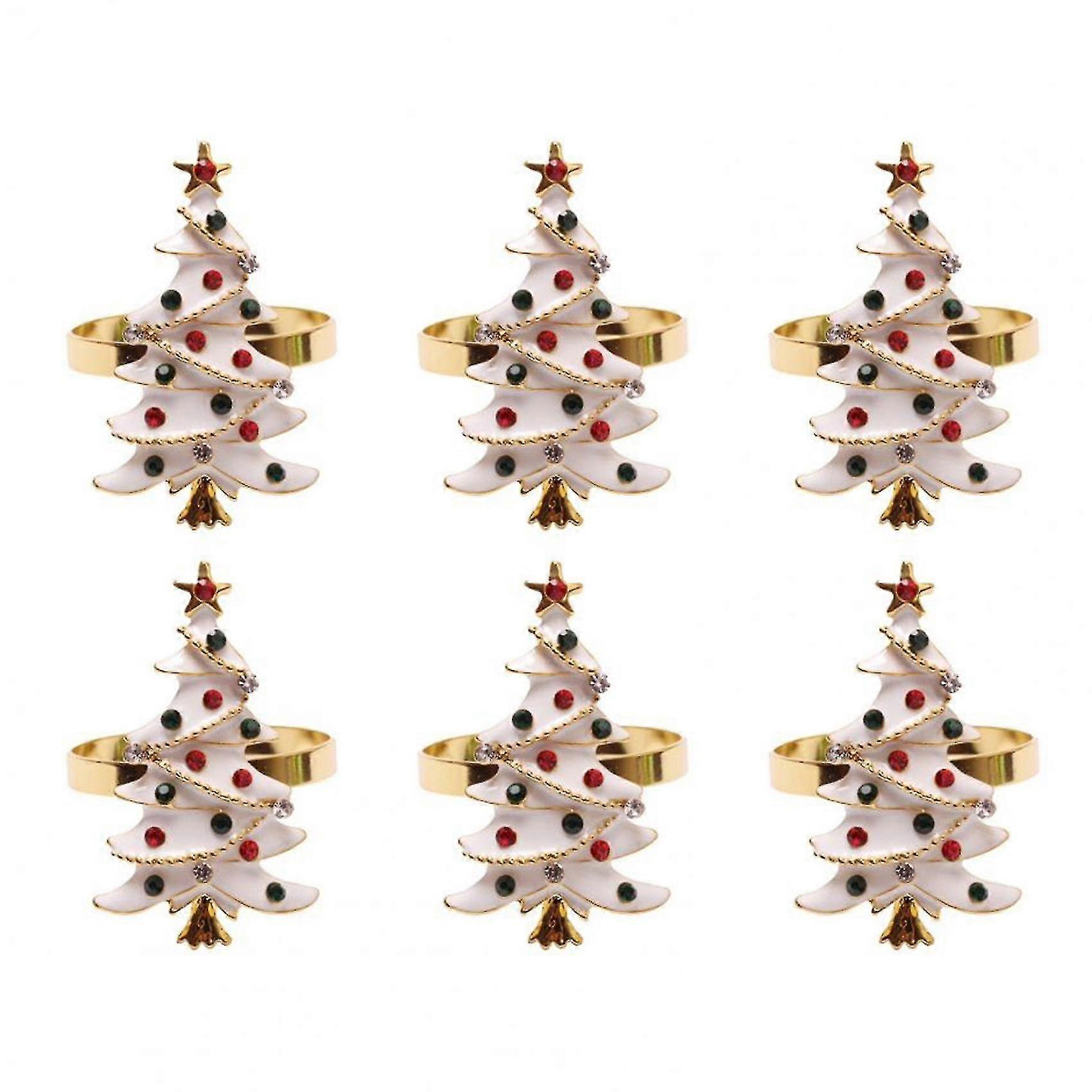 6 Pcs Cute Durable Christmas Tree Napkin Ring For Home Decoration