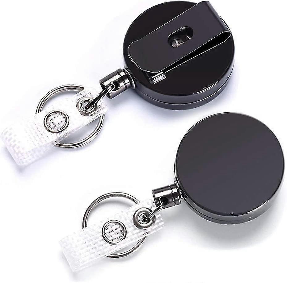 Retractable Badge Holder Reel, Durable Metal Retractable Keyring Keychain, Heavy Duty Zinc Alloy Badge Holder Lanyard Reel With Belt Clip Retractable
