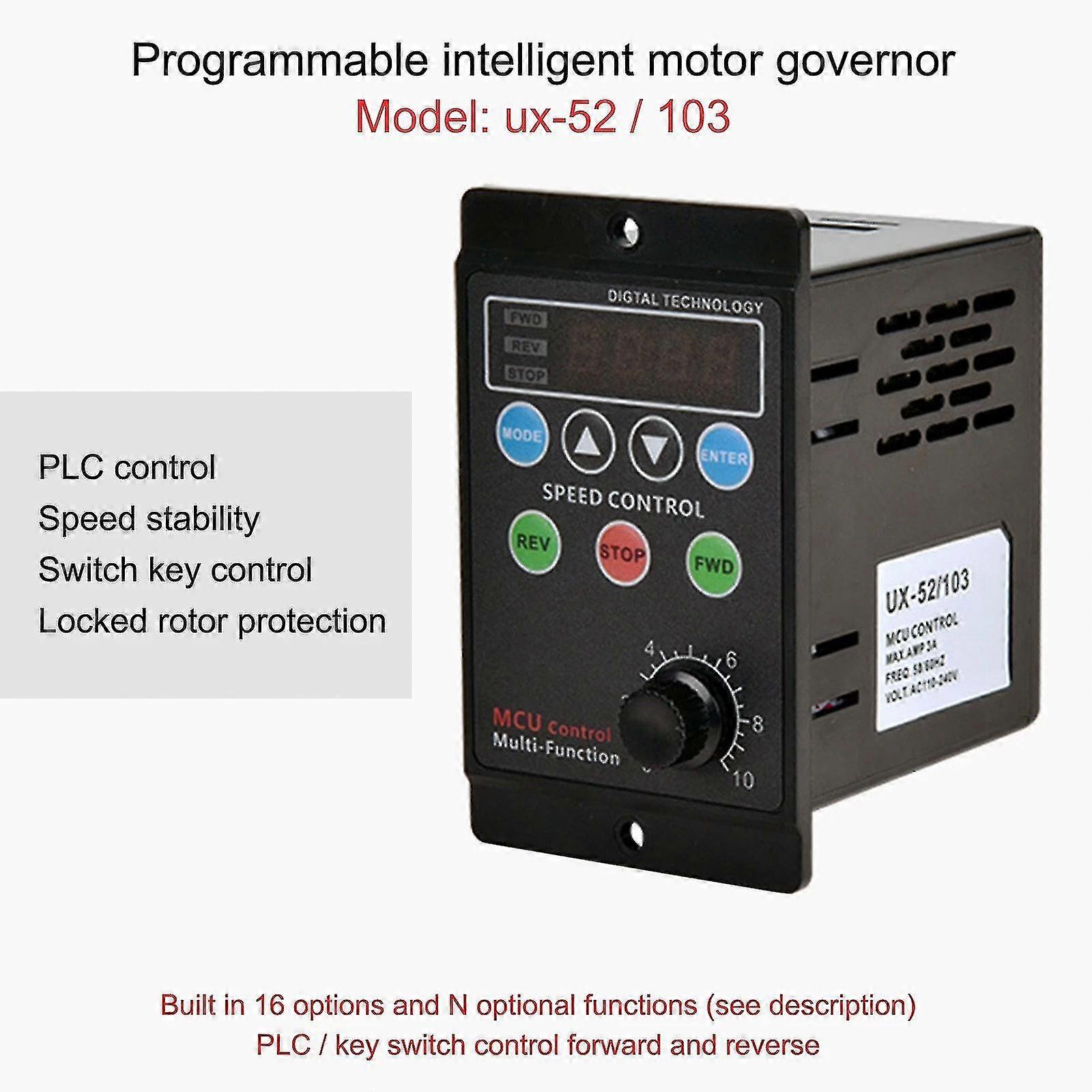 Ux-52 Black 6w-400w Ac220v Motor Speed Regulator With Filter Capacitor-4