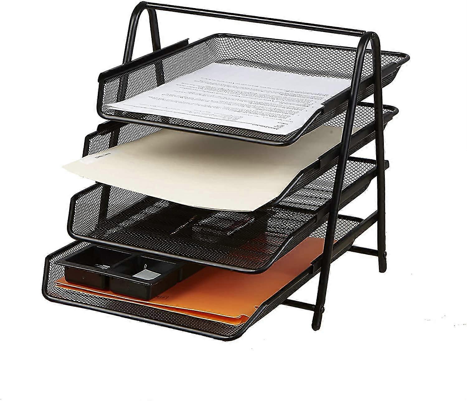 Desk Organizer With Sliding Trays For Letters, Documents, Mail, Files, Paper