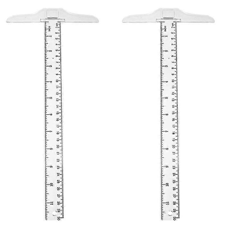 2pcs T Shape Rulers Double Scale Ruler Plastic Measuring Ruler Measuring Tool
