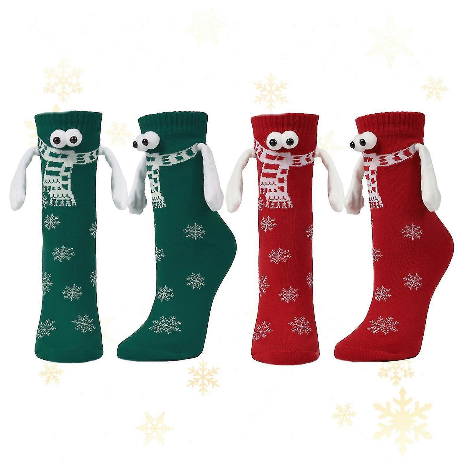 2 Pairs Couple Holding Hands Socks,cute Funny 3d Holding Hand Couple Socks,hand Holding Mid Tube Cute Socks With Eyes,hand In Hand Socks Friendship So