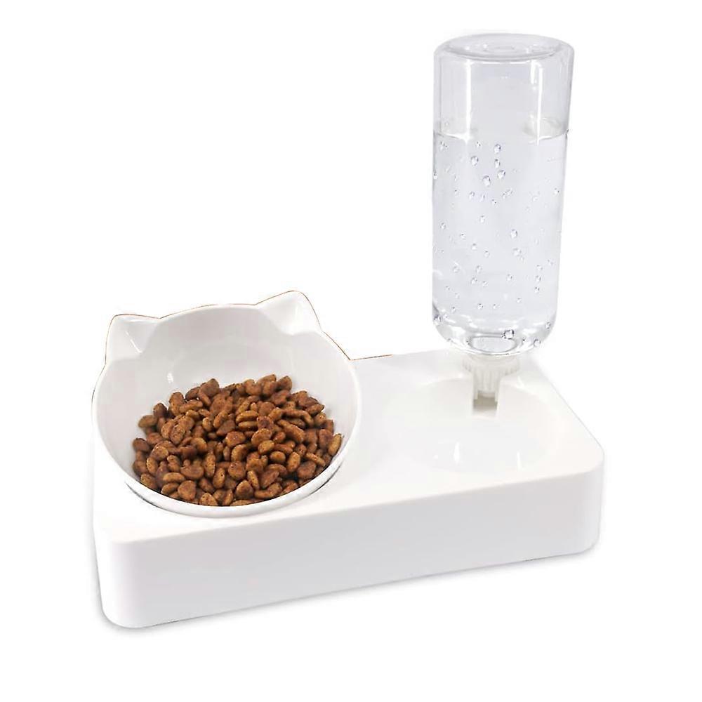 أوعية قطط المزدوجة - أوعية طعام المياه الأوتوماتيكية للحيوانات الأليفة 15 موزع مياه مائل وعاء طعام مائي مائل