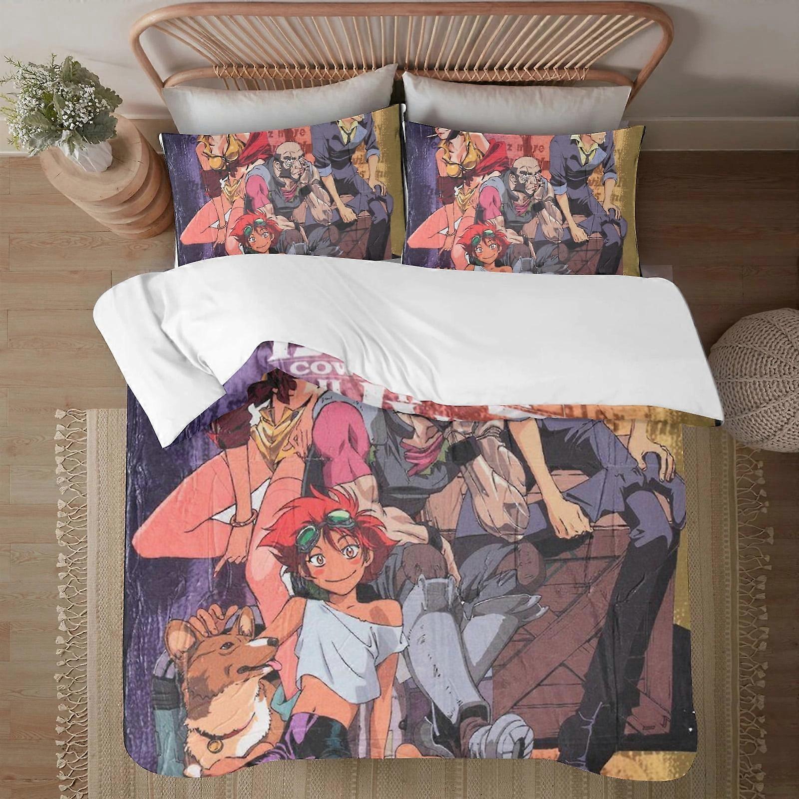 Bedding set BM482 Cowboy Bebop Soft 3D Printed Duvet Cover Bedding Set with Comforter Cover 3 Piece Set Includes 2 Pillowcases and 1 Cover Machine Was