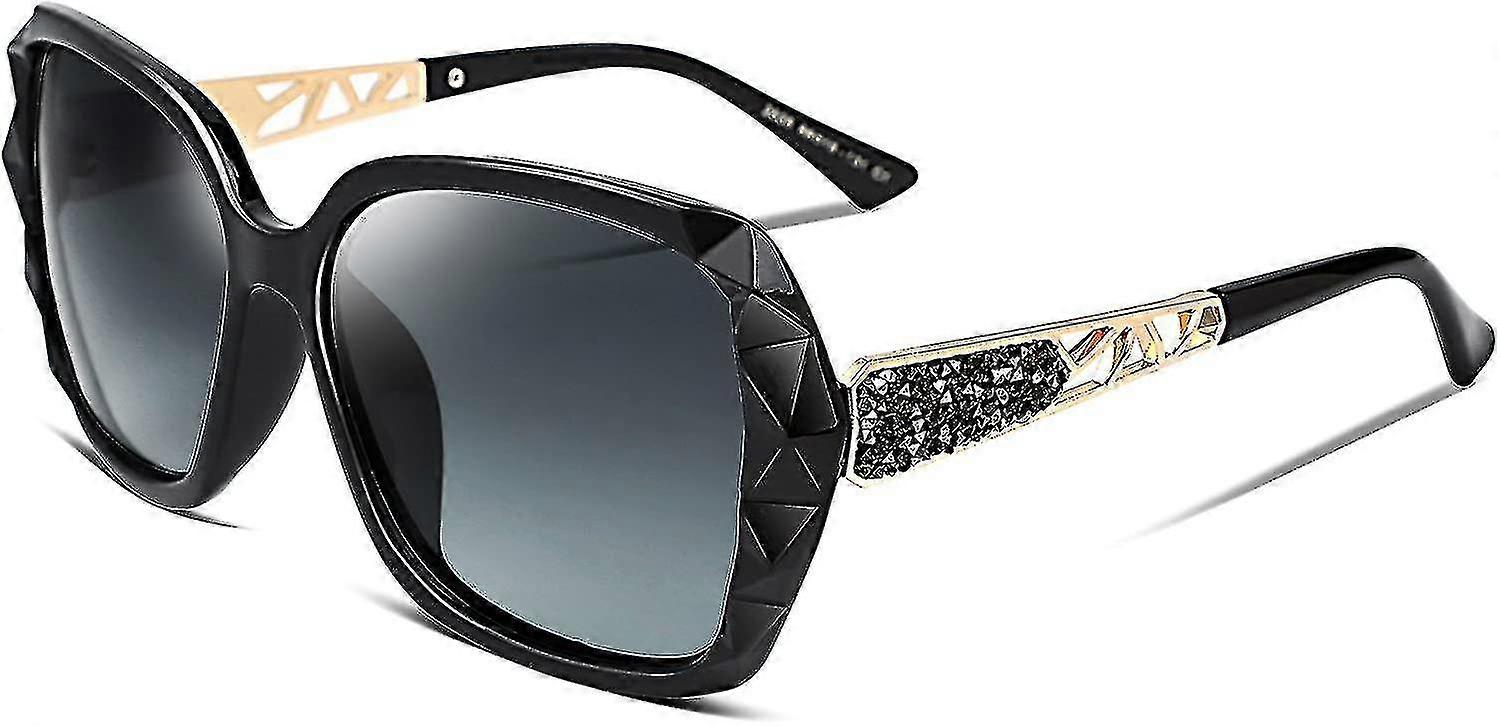 Femmes Polarisées Lunettes de soleil carrées Sparkling Composite Shiny Frame
