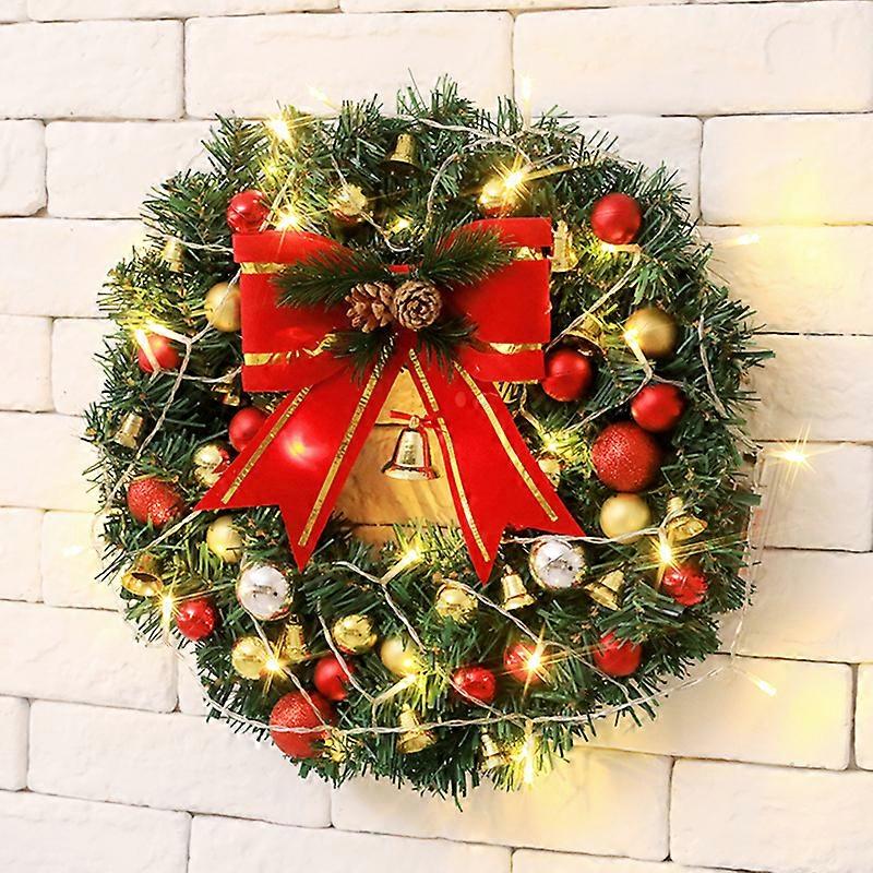 Couronne de Noël avec des lumières, couronnes de Noël porte d’entrée Art décorations