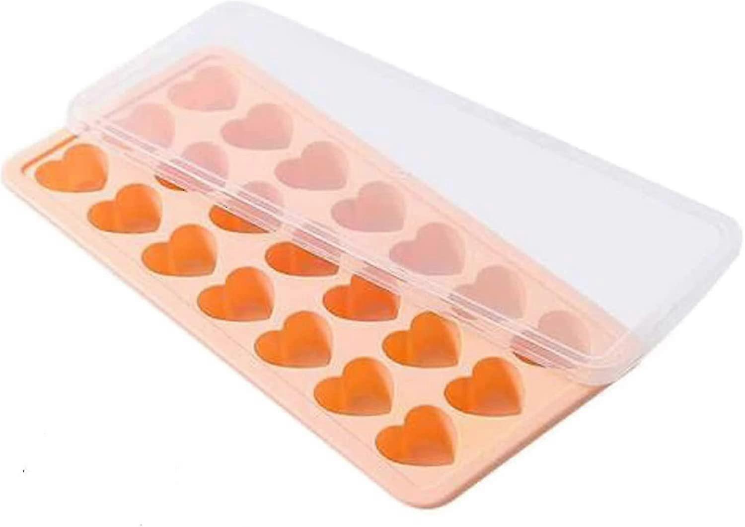 Heart Ice Cube Tray - Silicone Heart Ice Cube Tray With Lid, Silicone Ice Cube Mold, Silicone Mini Heart Ice Cube Mold, 21 Holes, One