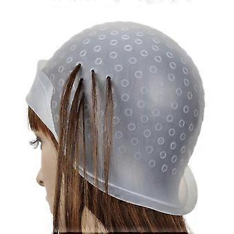 Reusable Silicone Hair Coloring Highlighting Cap Hair Dyeing Cap with Metal Hook