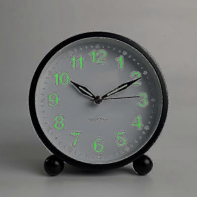 Silent Alarm Clock - Non Ticking Analog Alarm Clocks With Warm Light - Minimalistic Round -gt