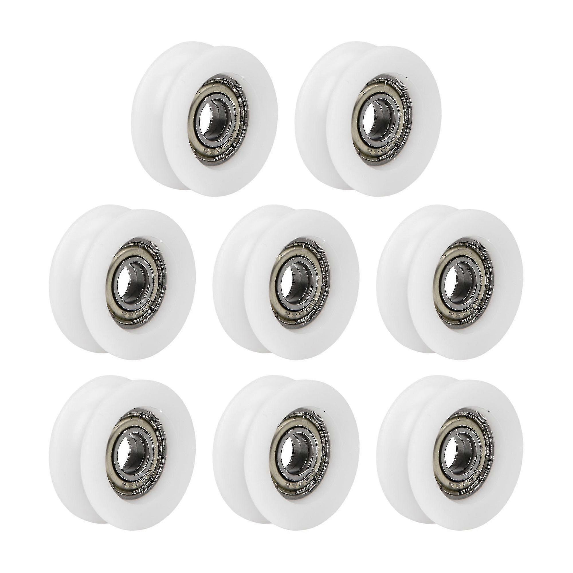 8x Polia de Rolamento 0,24x0,94x0,35 polegadas Branca para Porta de Correr e Janela