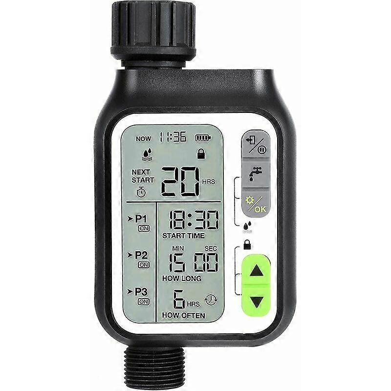 Watering Timer, Automatic Watering Timer with 3 Separate Irrigation Systems/Automatic Rain Sensor/Child Lock Mode