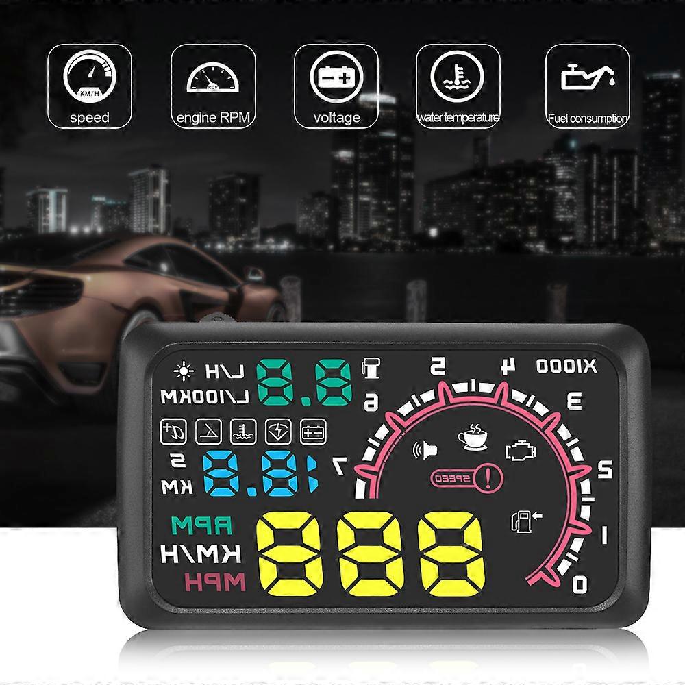 5.5 Car HUD Head Up Display Projector 4-stage MPH Speed Warn OBD2 Interface Windshield Multiple-Color Auto Elektronische Alarm