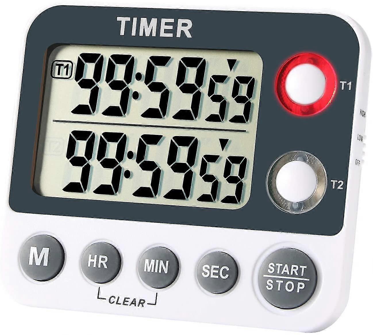 digital kitchen timer magnetic large screen countdown timer clock 2 channel groups 99 hours