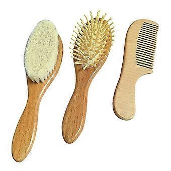 Baby Hair Brush And Comb Set For Newborn & Toddlers- Natural Wooden Hairbrush With Soft Goat Bristles