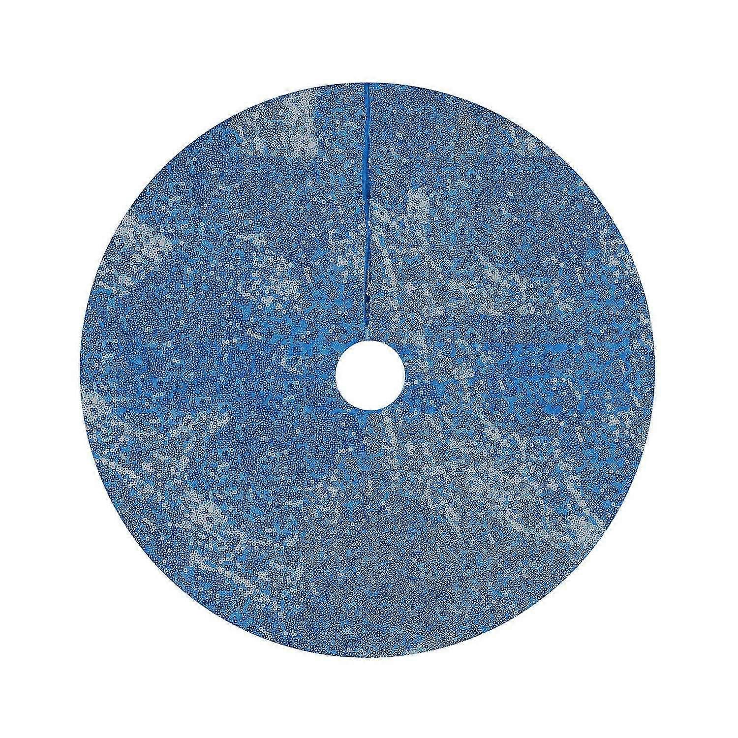 Haloppe Tree Skirt Solid Color 122cm Round Sequins Double Layer Fabric Christmas Tree Floor Mat - JA