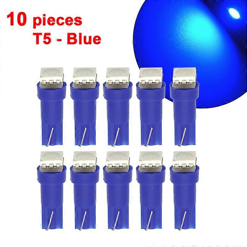 10 pieces Instrument car lights T5 LED Bulb 5050 SMD Dashboard warning Indicator car light 12V 6000K LED T5 Red White Yellow Blue