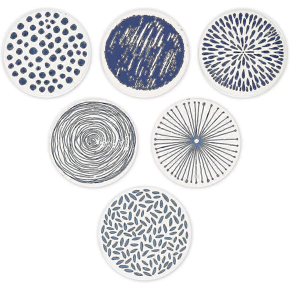 Set Of 6 Coasters - Round Drinks Absorbent Ceramic Coaster Set For Kinds Of Mugs And Cups