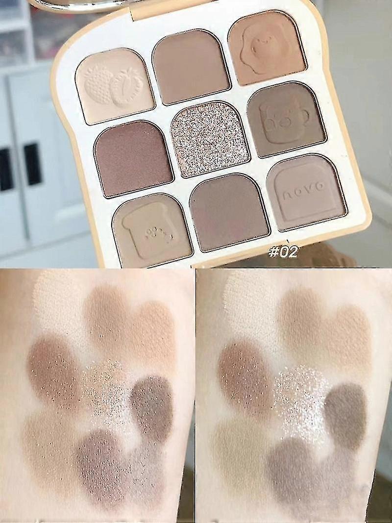 9 Colors Cute Soft Toast Eyeshadow Palette Silky Matte Sparkling
