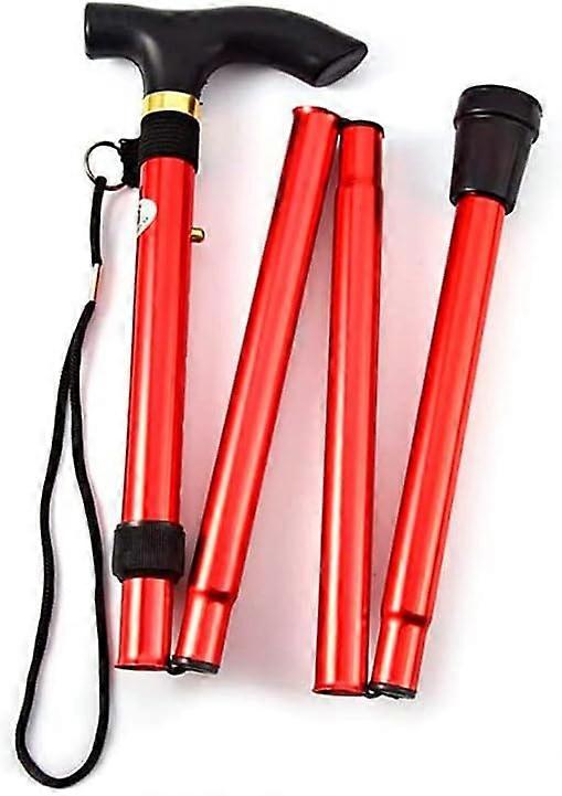 Red - Folding Cane for Women - Canes for Elderly - Extendable Canes for Men, Women and Elderly - Foldable and Height Adjustable Canes (Aluminum)