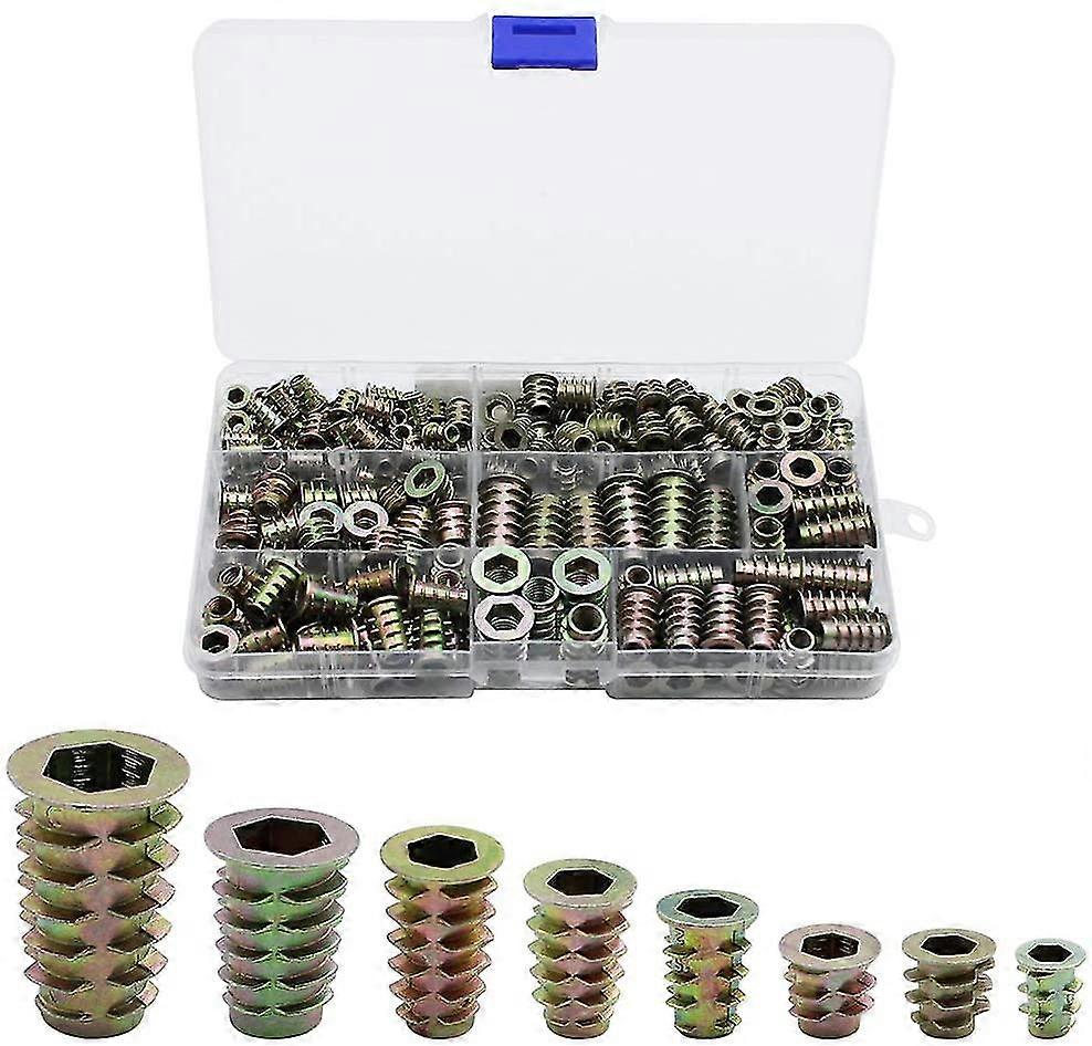 230 pièces alliage de zinc Hex Fileté Insert Nuts Inserts filetés Inserts