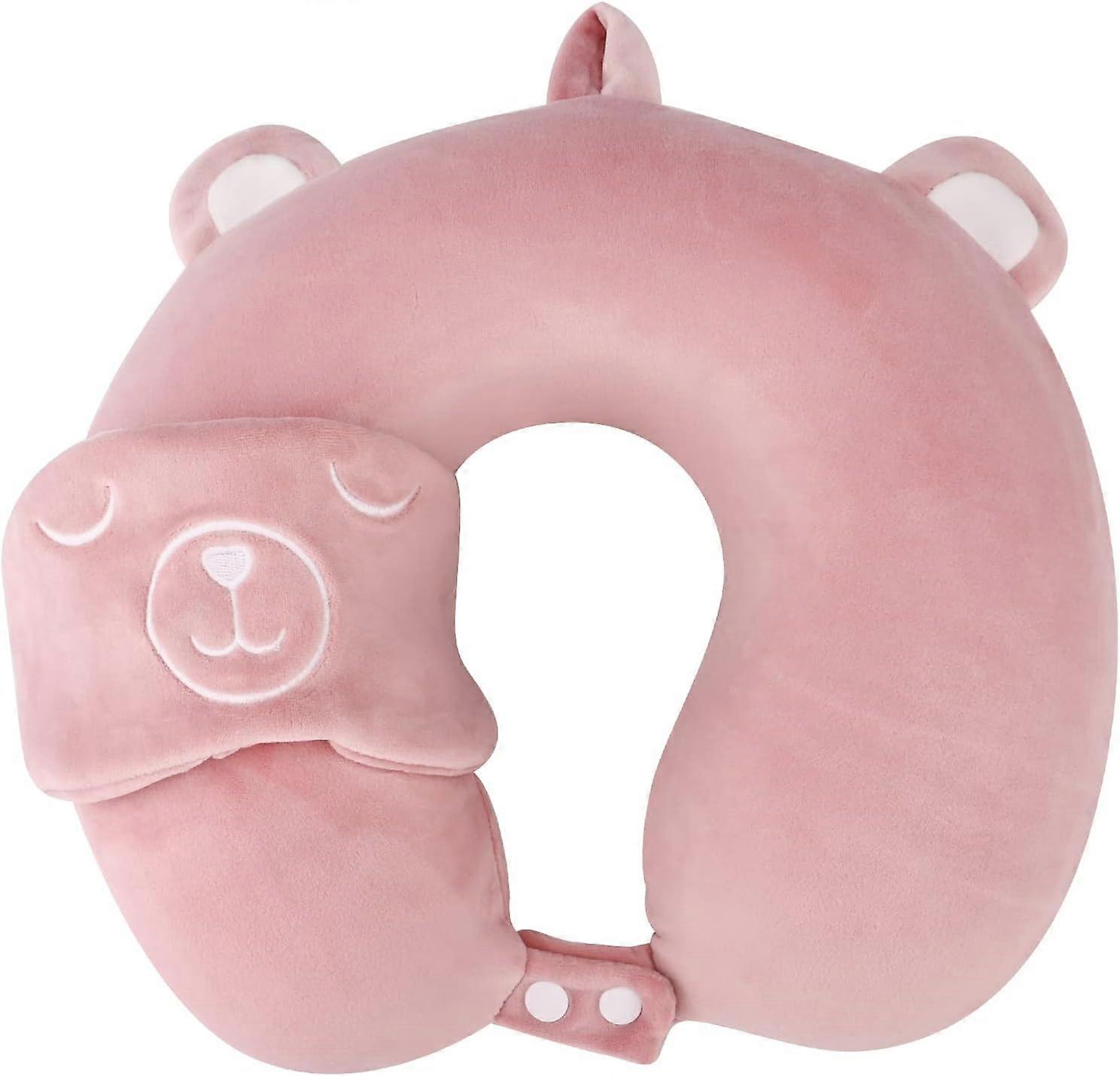 Travel Pillow, Pure Memory Foam U-Shaped Neck Pillow, Soft Neck Pillow with Eye Mask for Travel, Home Office