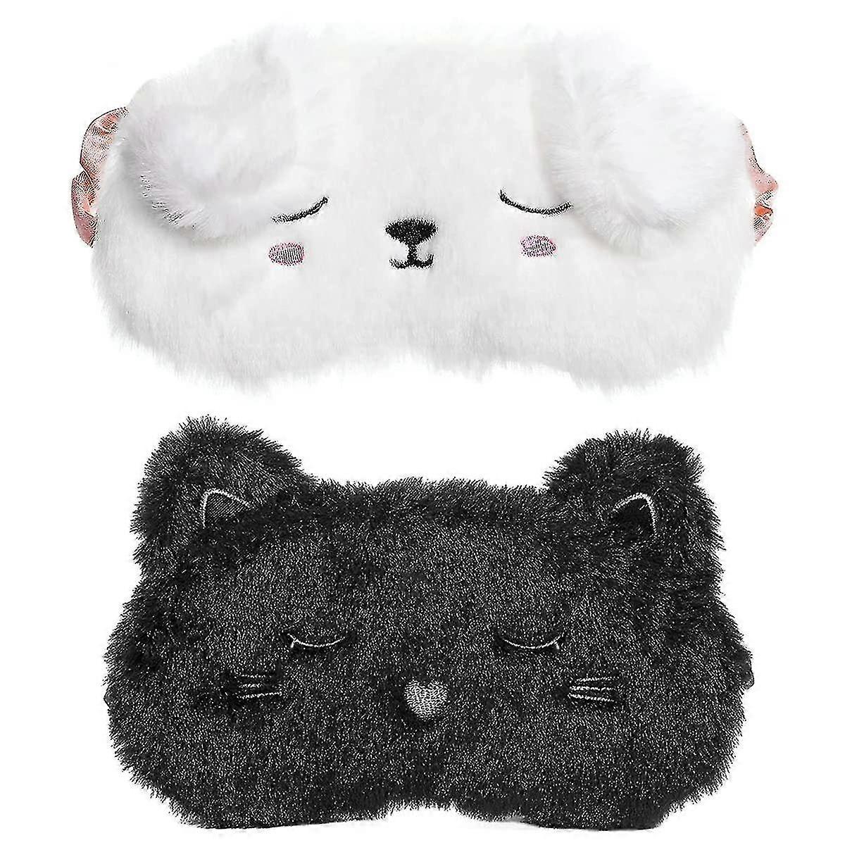 Cute Sleep Mask Soft Plush Eye Mask 2 Pack