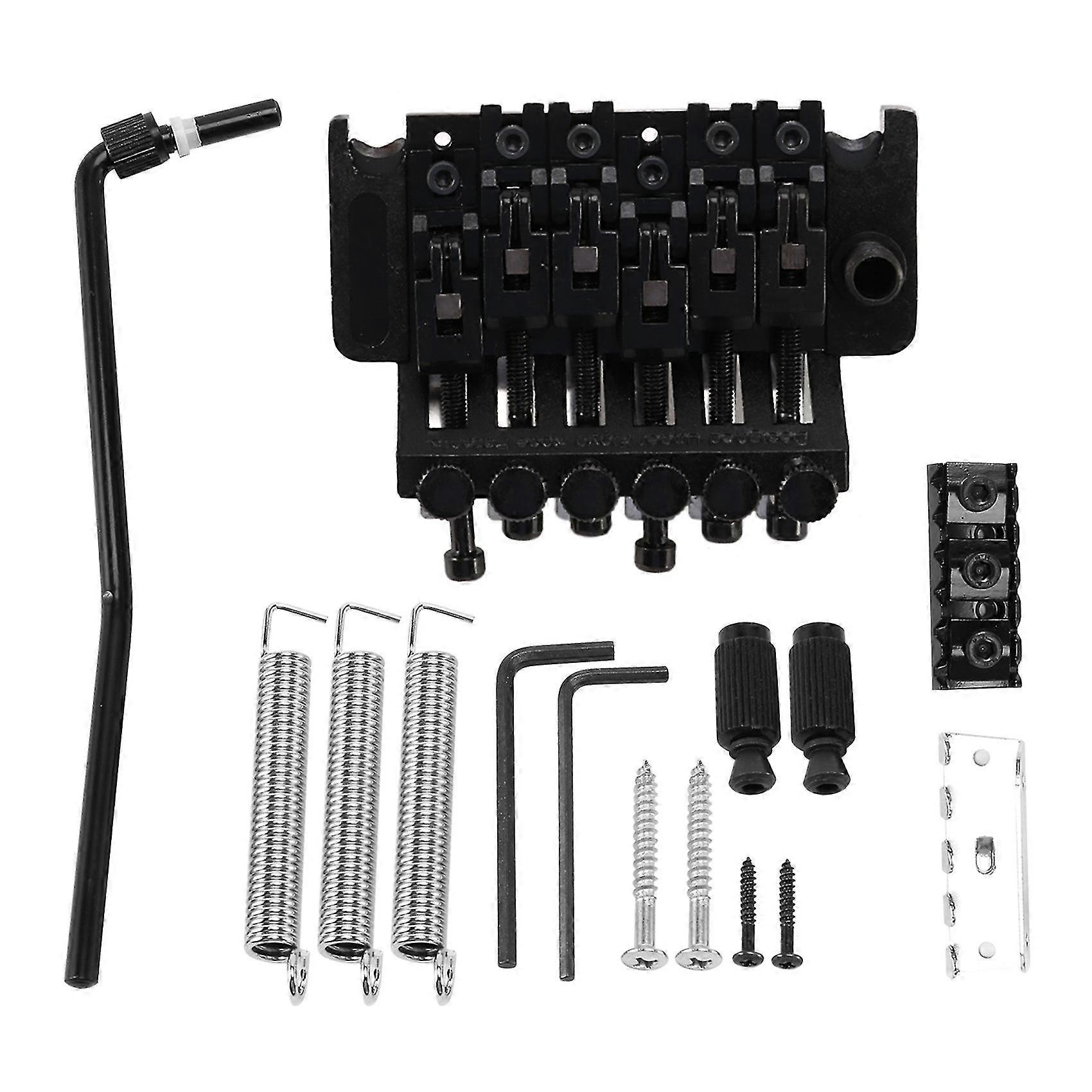 Electric Guitar Double Tremolo Bridge Assembly System for Lic Parts Replacement 1 Set (Black)