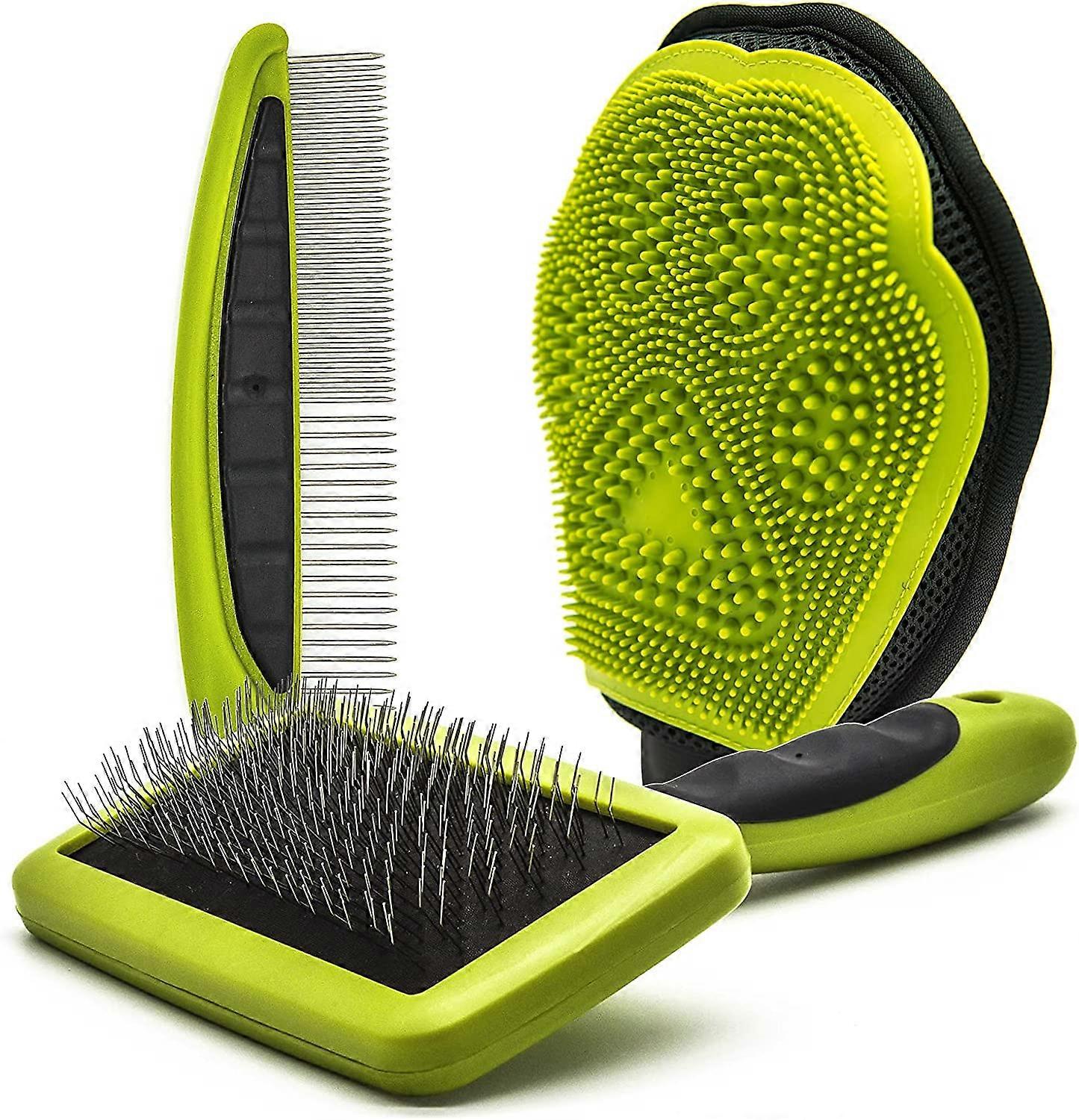 3 Pack Pet Grooming Gloves, Brushes