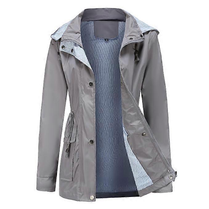 Veste de pluie à capuche longue pour femmes Coupe-vent extérieur