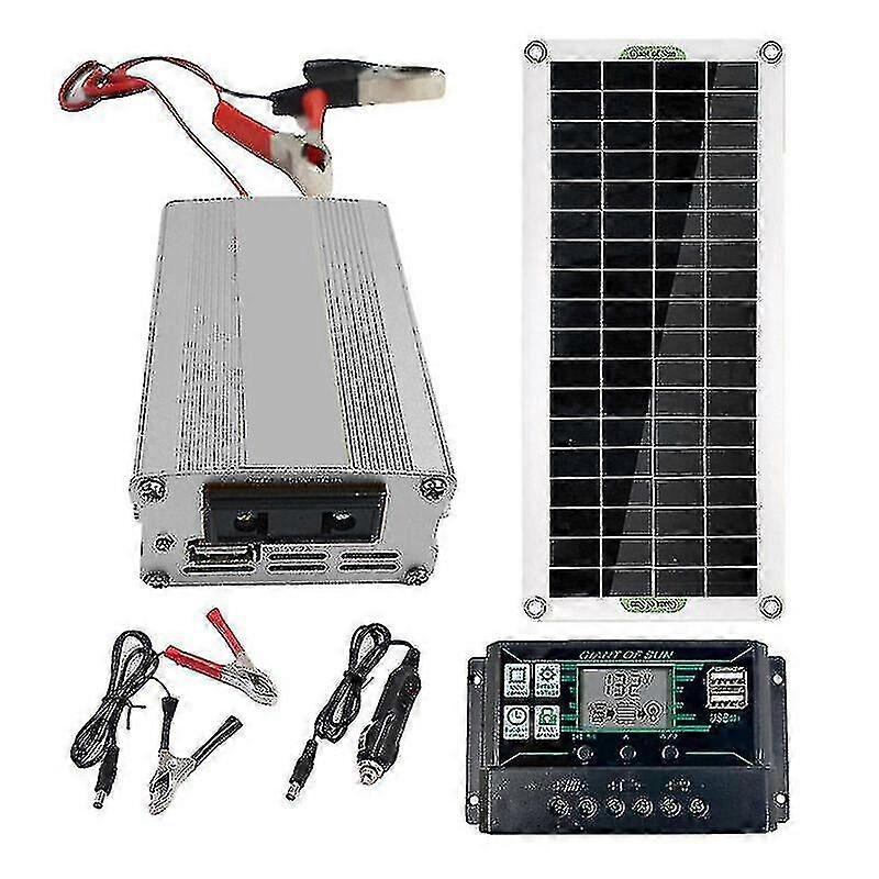 200w solcellepanelsett 12v til 220v batterilader med 100a-kontroller