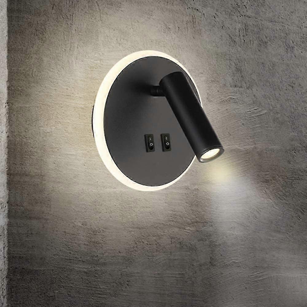 Bedside Lights Hallway Wall Lamp With Switch Black (round)