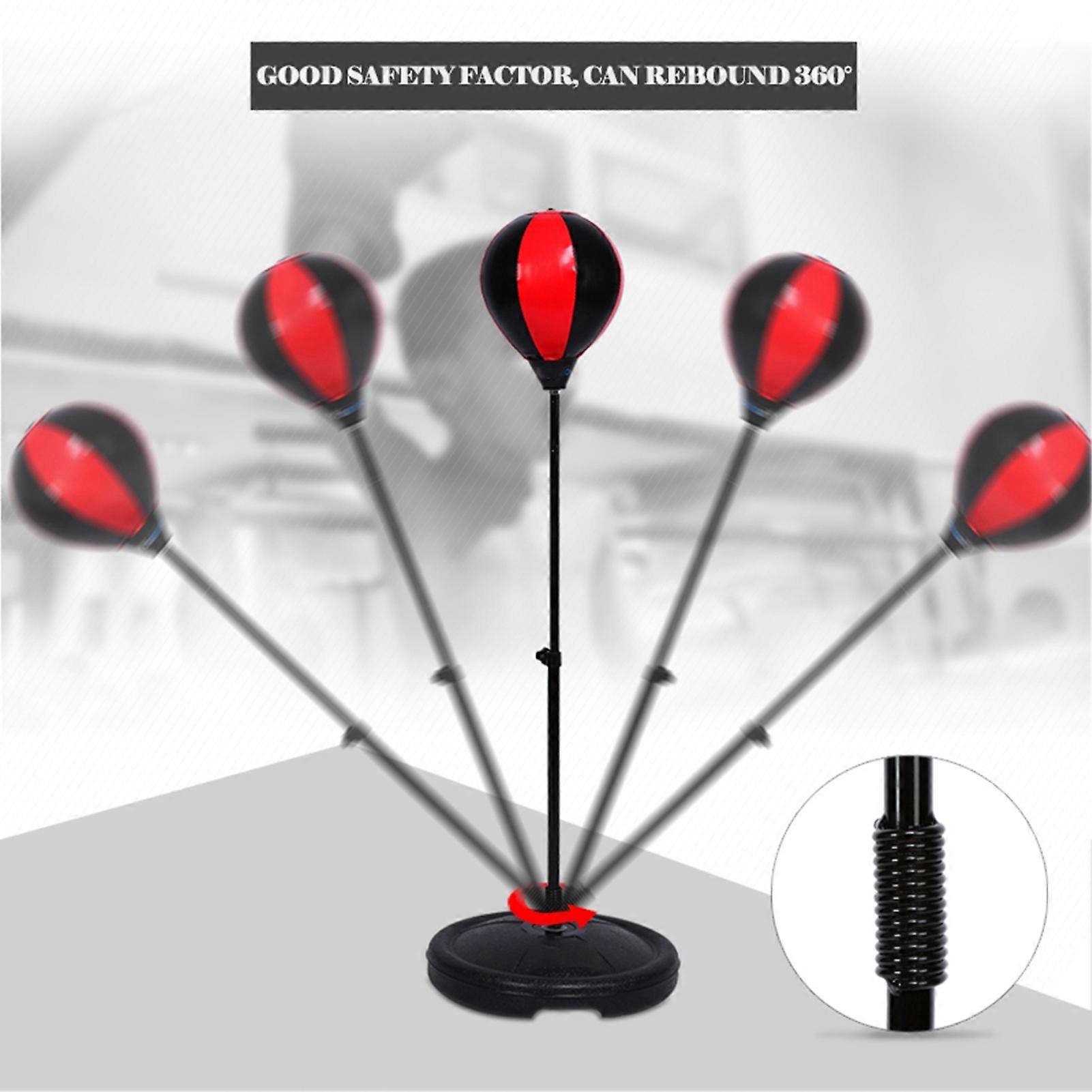 Kids Punching Ball Bag With Gloves - Adjustable Height, Speed Training, Red/Black 3 thumbnail image