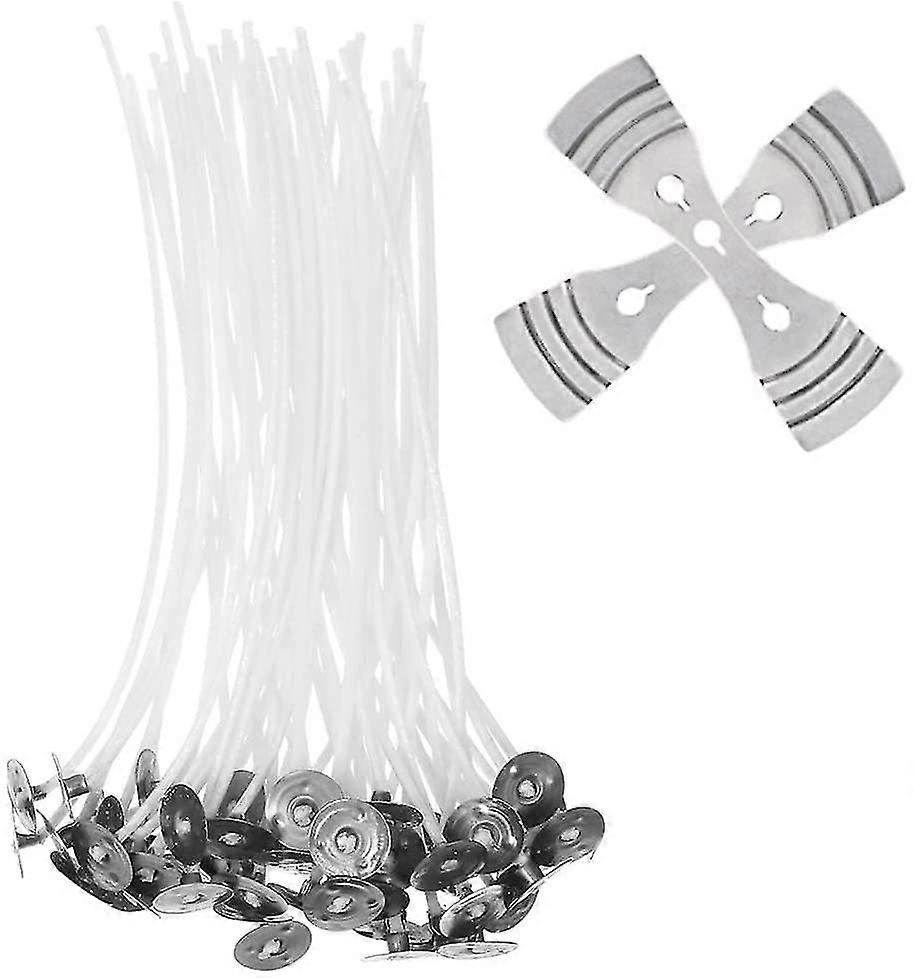 100 Root Wick Natural Cotton Candle(15cm),wick Candles Can Be Used With Soy Wax Other Waxes. 2 Piece Fixed Holder Stainless Wick For Diy Candle Making