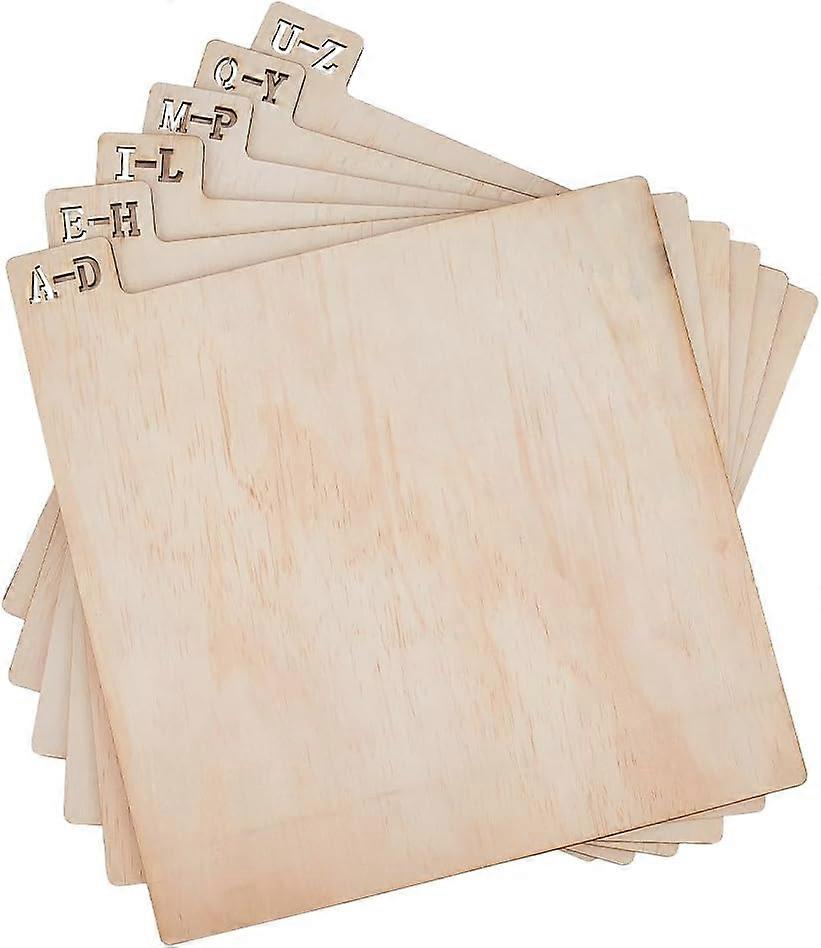 6PCS Wooden A-Z Record Divider Record Sorting Label Board Vinyl Record CD Magazine Storage and Organization Tool Layered Compartment Divider for Displ
