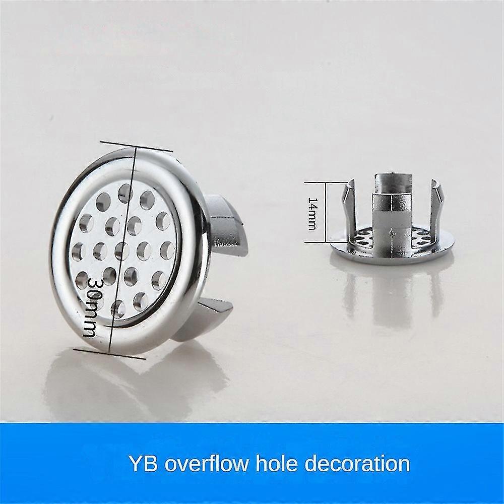 2PCS Solid Sink Overflow Covers Kitchen Bathroom Basin Trim Round Hole Caps