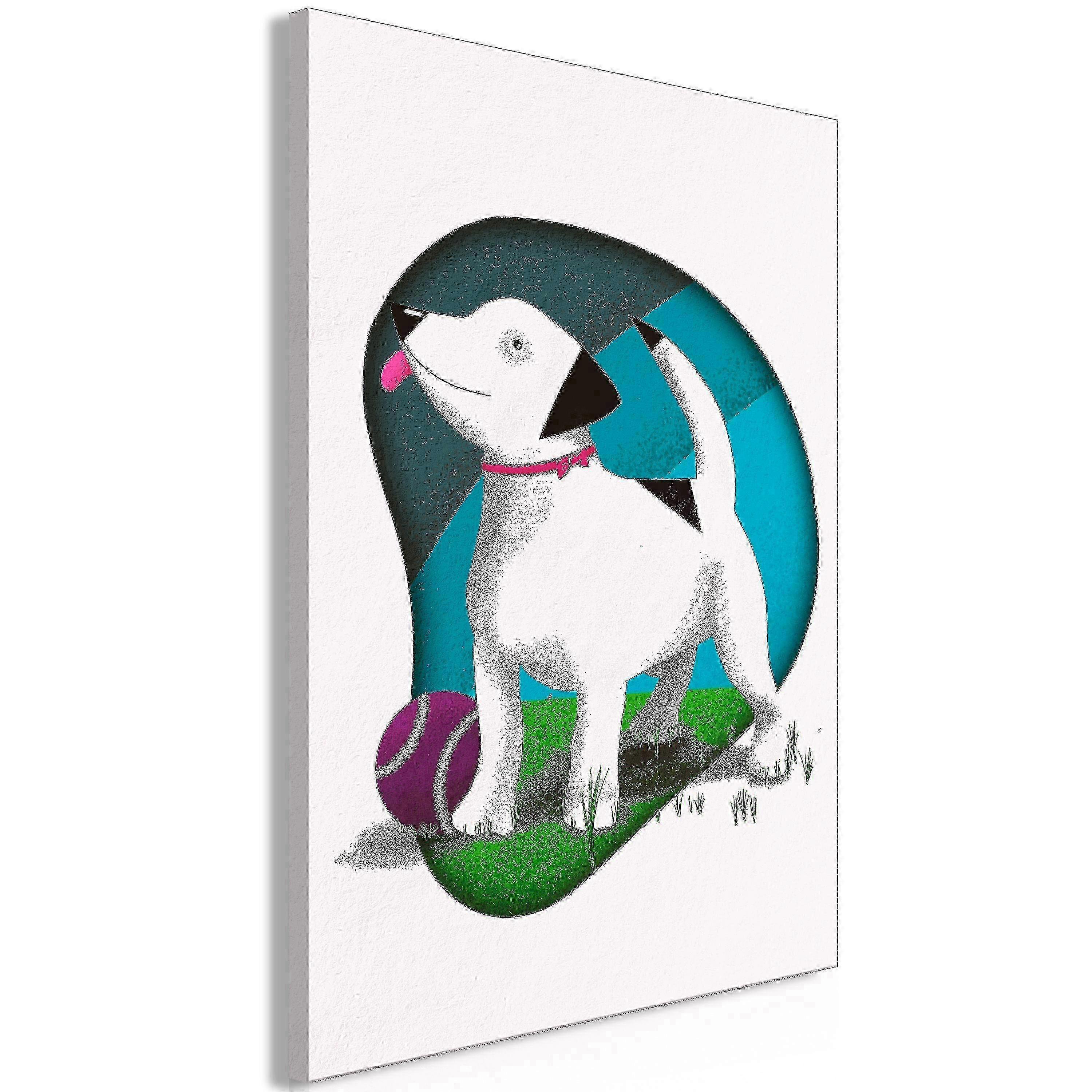 Leinwandbild - Hund und Ball (1 Teil) Hochformat