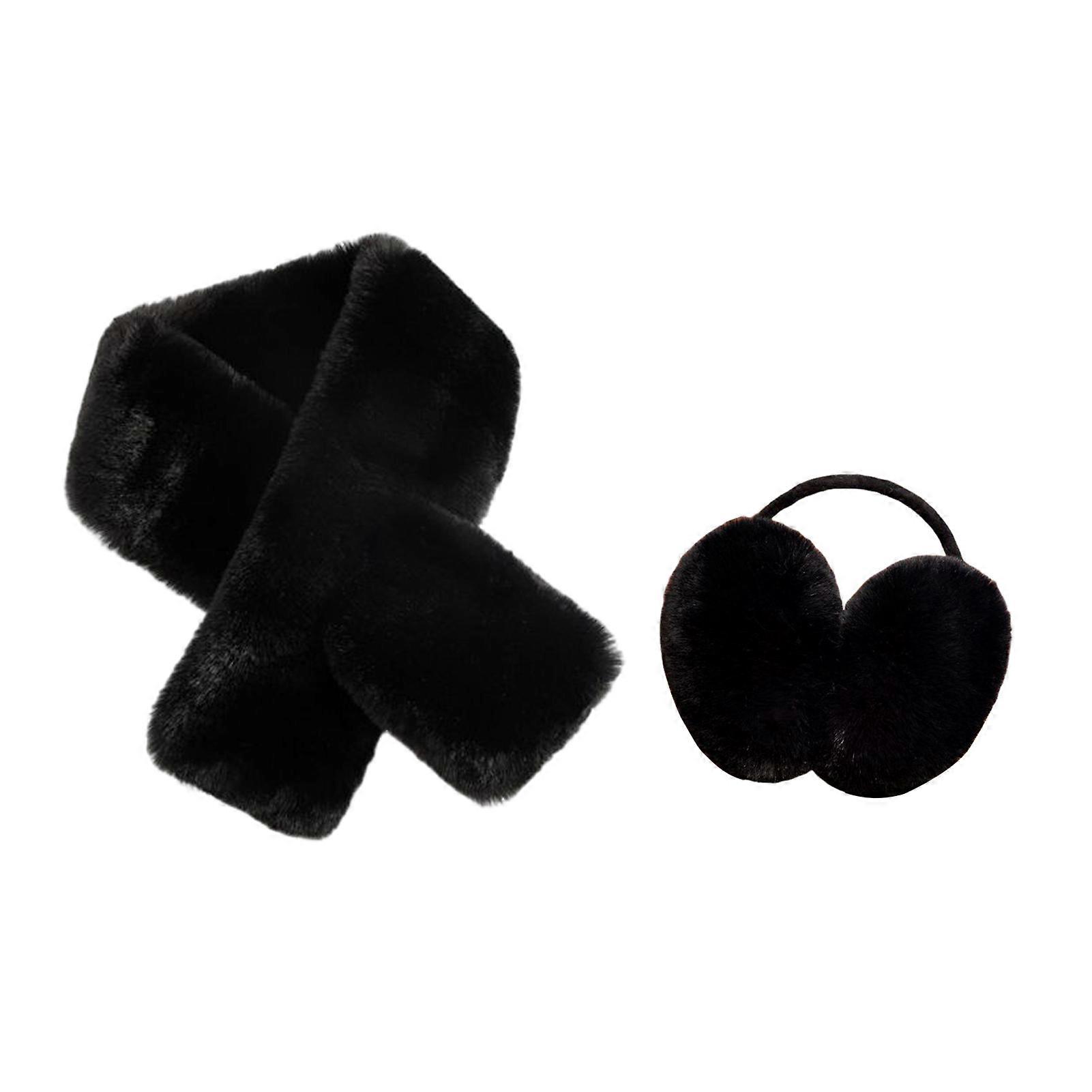 Winter Warm Earmuffs with Scarf Super Soft Ultra-Thick Windproof Solid Color Outdoor Women Plush Earmuffs Ear Warmer