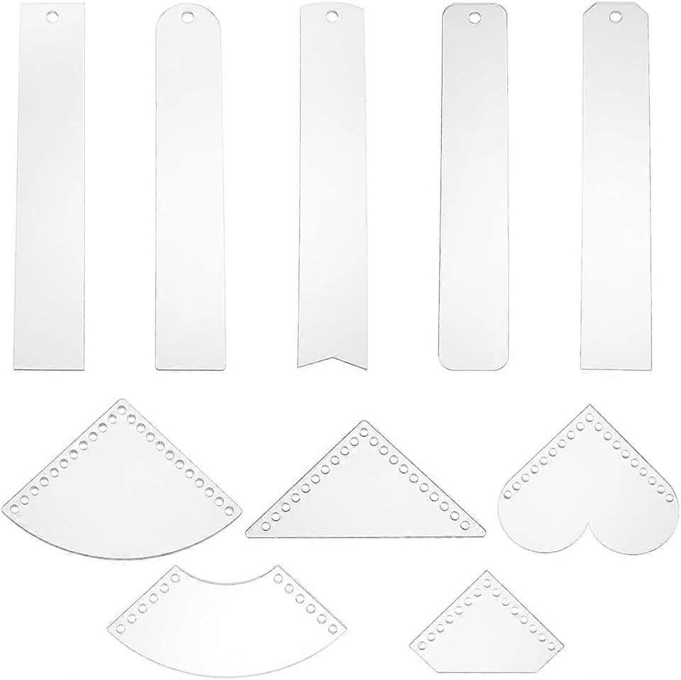 1 Set Clear Acrylic Bookmark Template 10 Styles Mix Pattern Leather Bookmarks Acrylic Template for Bookworm Present Book Lovers