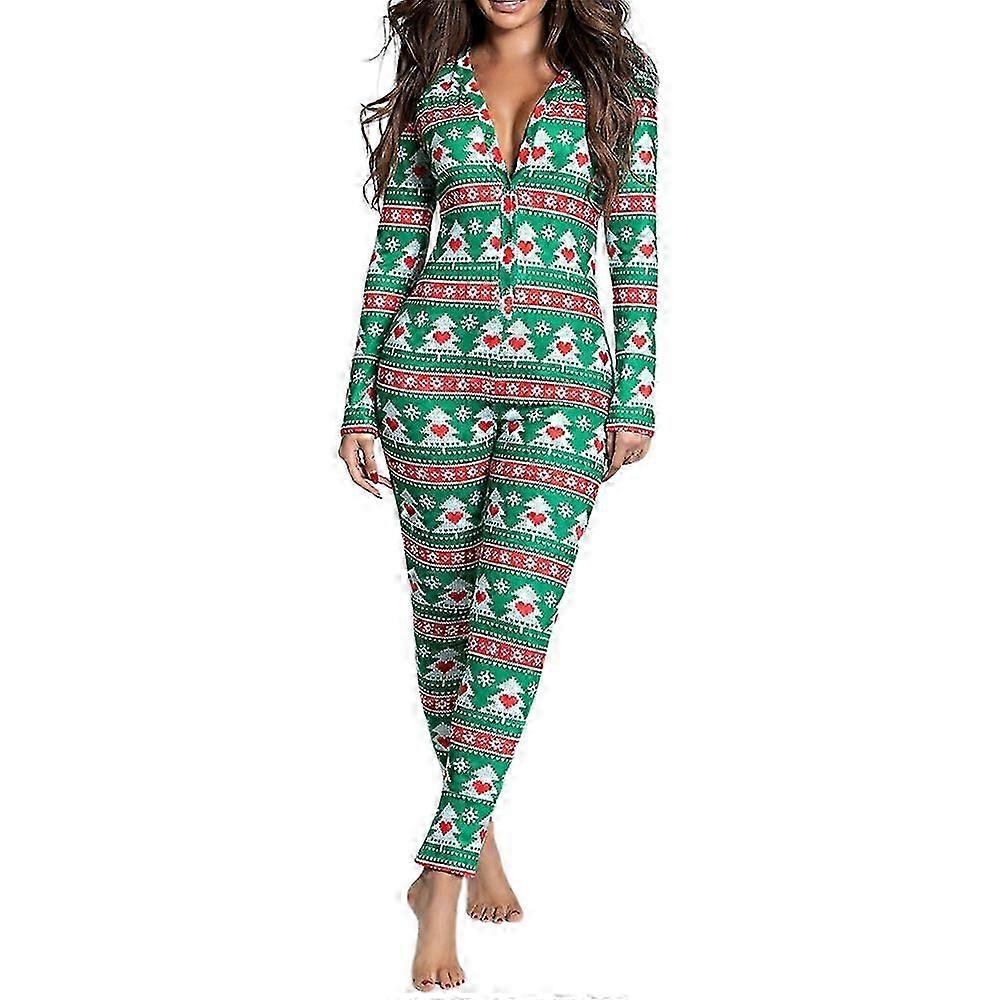 Mono de Navidad estampado para mujer Pijama de una pieza ropa de dormir