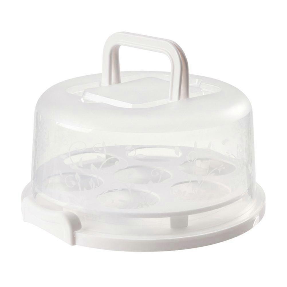 Cake Carrier Cover, Portable Cake Cupcake Carrier with Lid and Handle Round Cake Container(White)