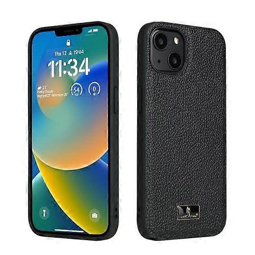 For iPhone 15 Fierre Shann Leather Texture Phone Back Cover Case