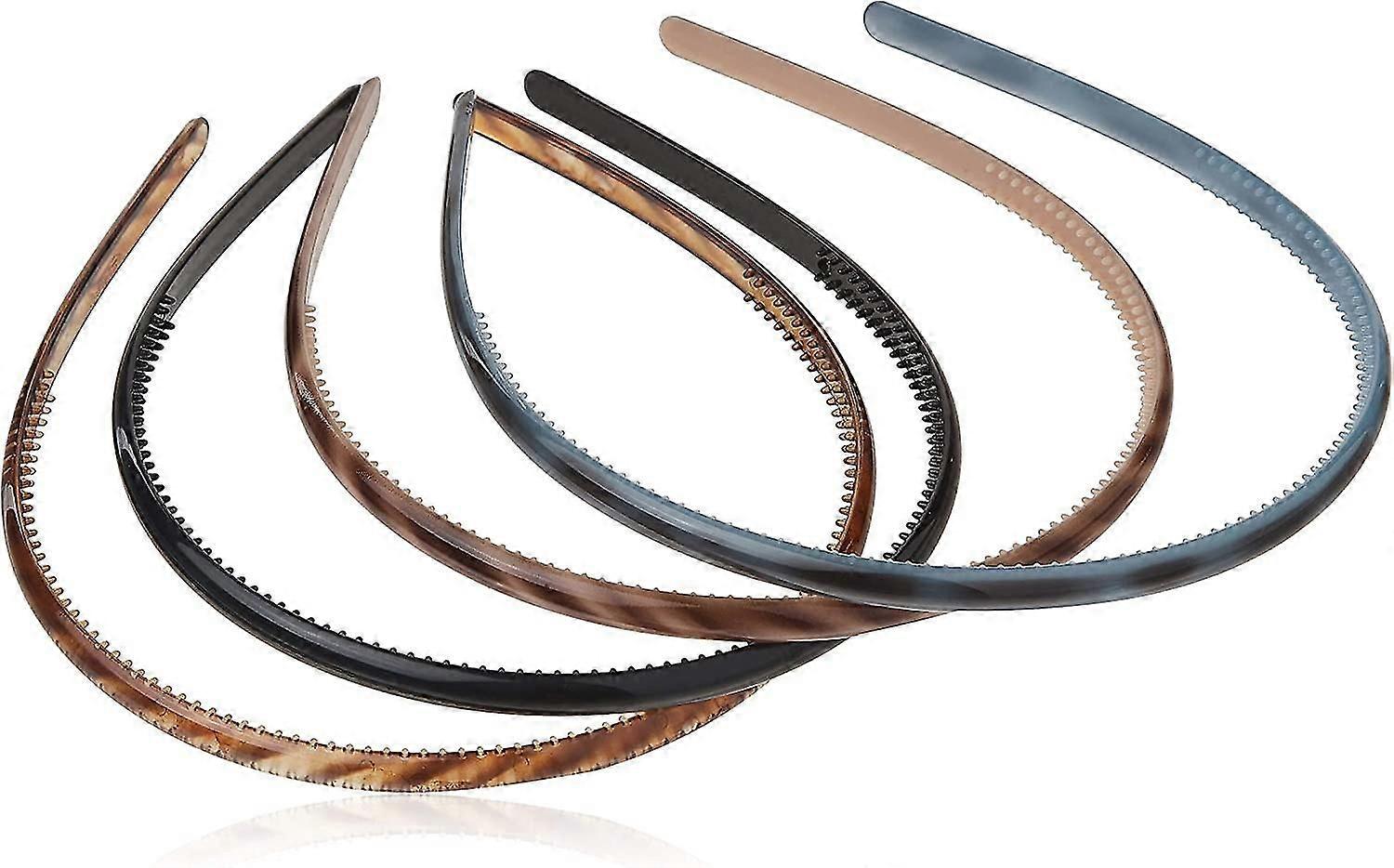 Effortless Beauty Skinny Plastic Headbands, Assorted Colors, 4-count,3009