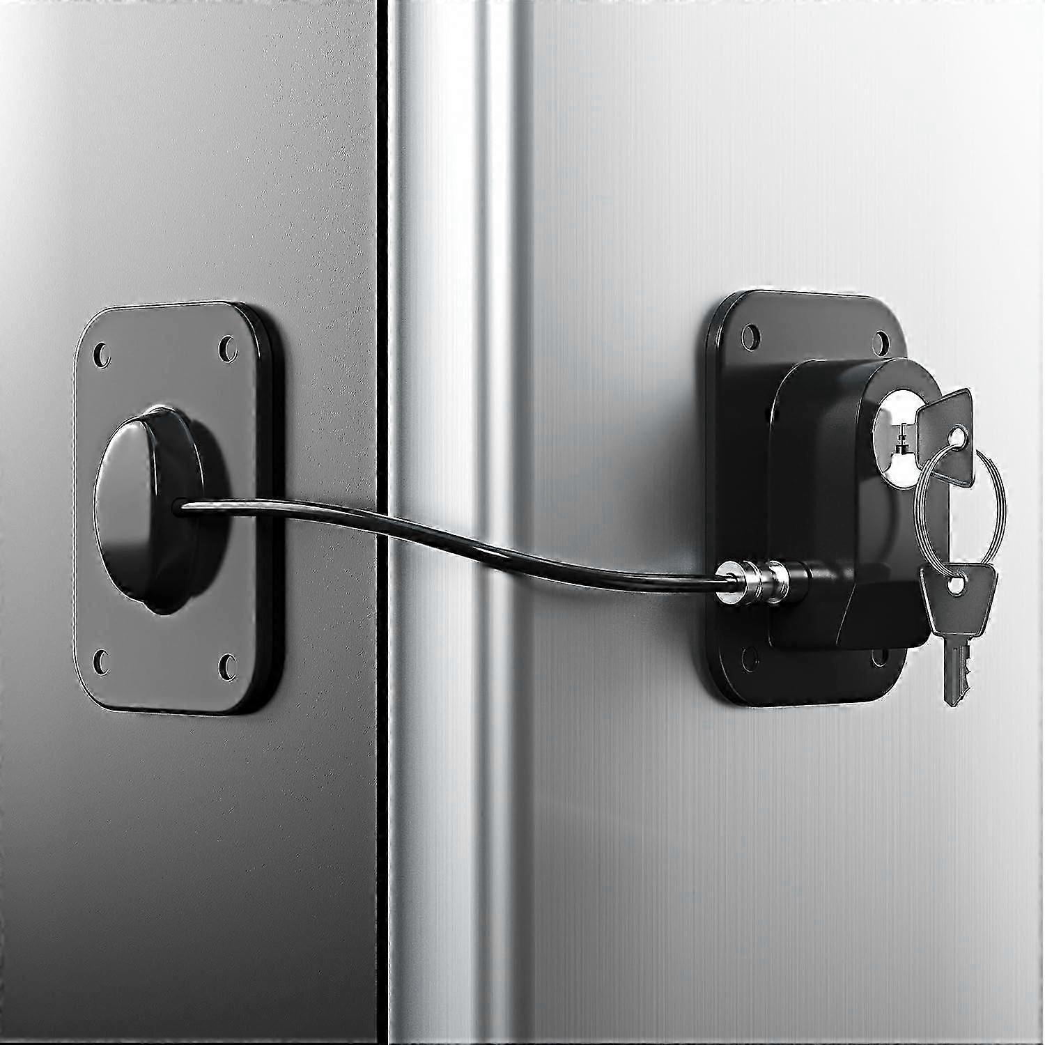 Refrigerator Lock, Fridge Lock with Silicone Wire Protection Fridge Locks for Kids Easy to Use and Install Fridge Locks with Key Surface-Friendly Free