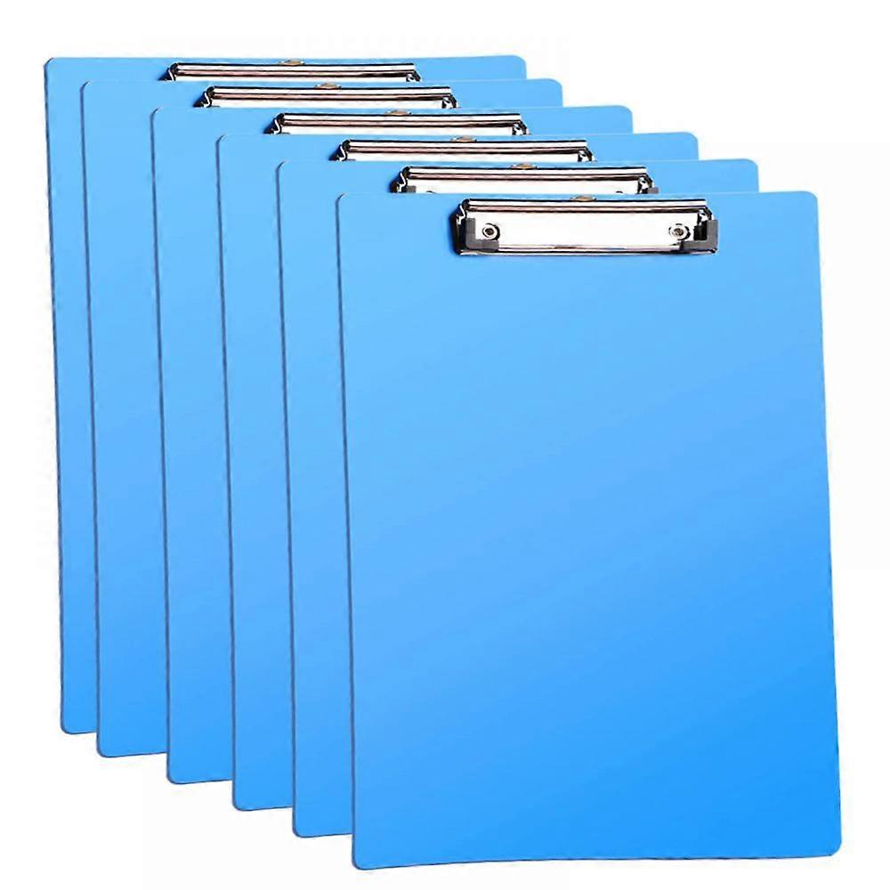 A4 Clipboard, 6 A4 Clipboard with Rubberized Metal Clip, Clipboard, Writing Pad for Students, Office, Blue